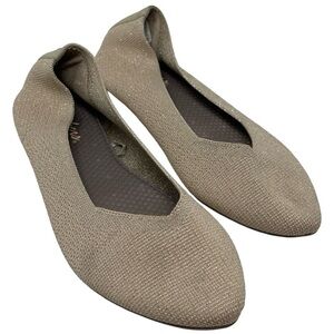 Skechers “Cleo” Beige Gold Metallic Glitter Flats Women’s Size 9.5